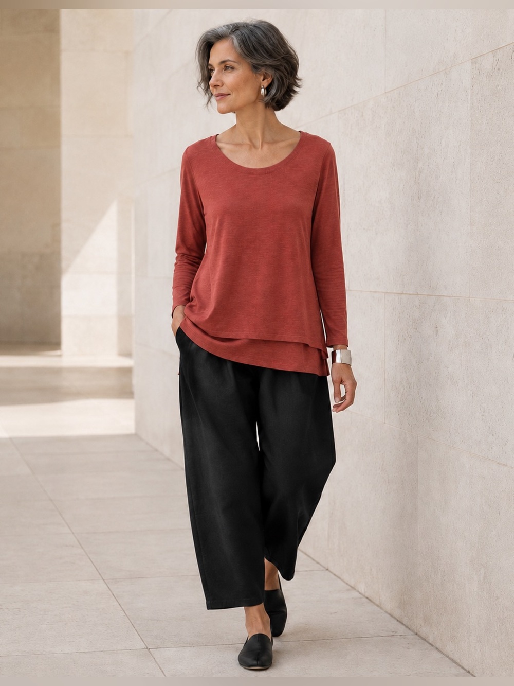 EILEEN FISHER WOMAN ORANGE WOOL SWEATER TOP PLUS SZ 3X